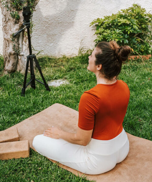 Woman doing yoga on Instagram reels